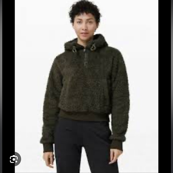 lululemon athletica Tops - Lululemon Oh So Sherpa 3/4 zip jacket. 🔥 Like new. Army green. Size 6.